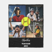 Aangepaste Softbal Fotocollage met Naam & Jaar Fleece Deken (Voorkant)