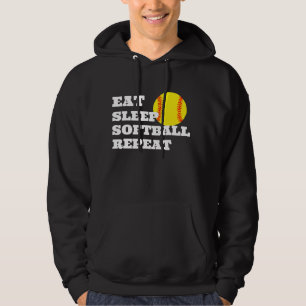 Aangepaste softbal hoodie - Funny Eat Sleep Herhaa