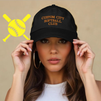 Aangepaste Softball Club Team Player Gift met City Geborduurde Pet