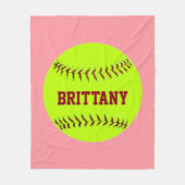 Aangepaste Softball Fleece Blanket Deken (Voorkant)