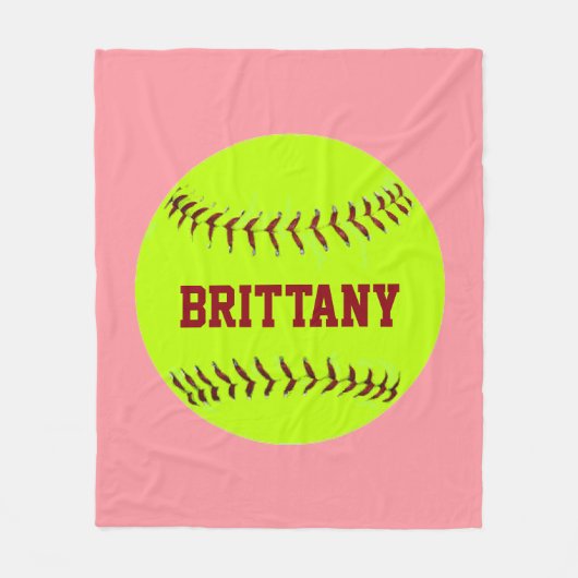 Aangepaste Softball Fleece Blanket Deken (Voorkant)