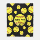 Aangepaste Softball Fleece Blanket in uw KLEUR (Voorkant)