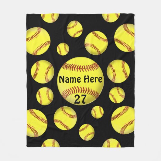 Aangepaste Softball Fleece Blanket in uw KLEUR (Voorkant)