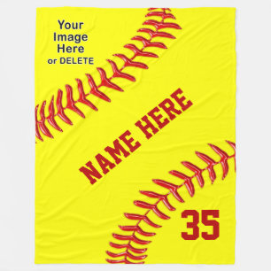 Aangepaste Softball Fleece Blanket, Tekst, Foto Deken