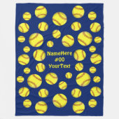 Aangepaste Softball Fleece Blankets, Navy Blue (Voorkant)
