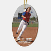 Aangepaste Softball-fotoafspeelnaam, schooljaar Keramisch Ornament (Links)
