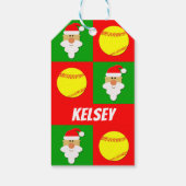 Aangepaste softball kerstmis met kerstbal cadeaulabel (Achterkant)