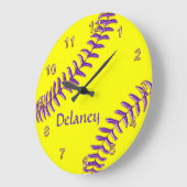 Aangepaste Softball-klokken, Paarse naam, threads Grote Klok (Hoek)