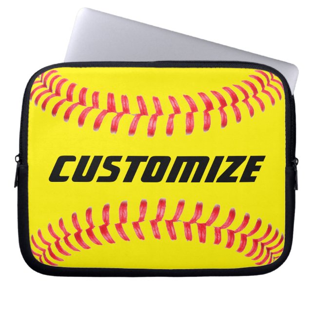 Aangepaste Softball-laptophoes Laptop Sleeve (Voorkant)