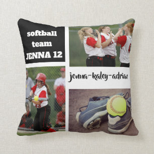 Aangepaste Softball Photo Collage Pillow met Gezeg Kussen