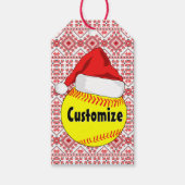 Aangepaste softball Santa Hat Kerstmis Cadeaulabel (Voorkant)