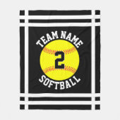 Aangepaste Softball-teamnaam & Player-nummerpoorte Fleece Deken (Voorkant)
