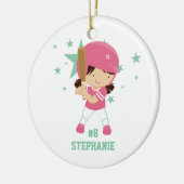 Aangepaste softbalspeler en sterrenversiering keramisch ornament (Links)