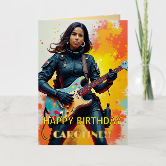 Aangepaste Soldier Girl Gitariste Kunst Inspireren Folie Wenskaart