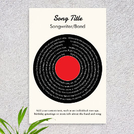 Aangepaste songteksten Retro Vinyl Record Poster