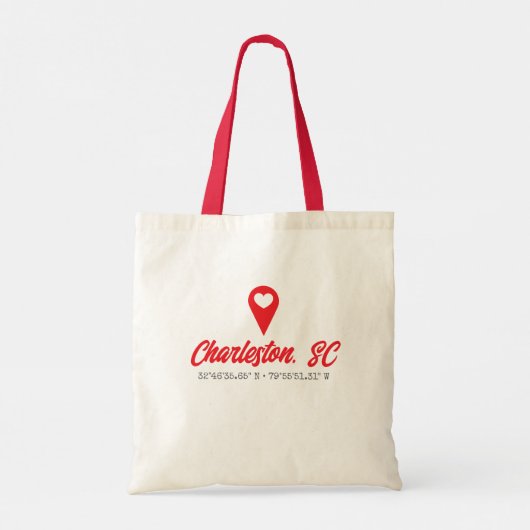 Aangepaste South Carolina hartkaart markeercoördin Tote Bag (Achterkant)