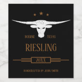 Aangepaste Southwest Longhorn Wijn Etiket (Enkel label)