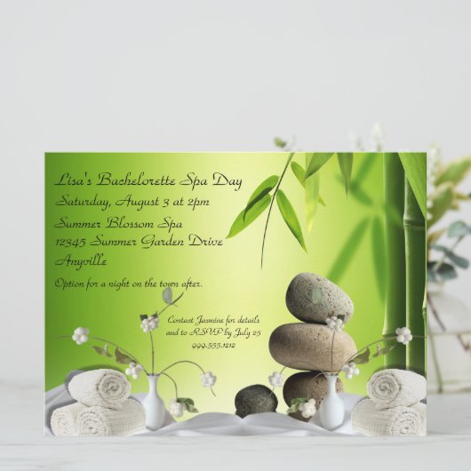 Aangepaste Spa Dag Serene Bachelorette nodigt u ui Kaart (Staand voorkant)