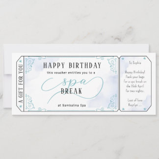 Aangepaste Spa Day Massage Blue Voucher Certificaa Kaart