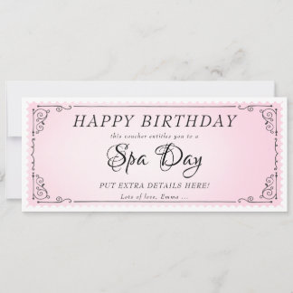 Aangepaste Spa Day Massage Roze Voucher Certificaa Kaart
