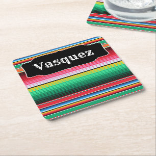 Aangepaste Spaanse Serape Mexican Blanket op maat Vierkante Kartonnen Onderzetter