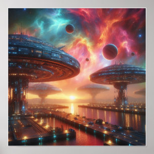 Aangepaste Spaceport Docks Wall Poster