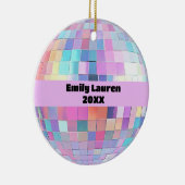 Aangepaste Sparkly Roze & Regenboog Disco Ball Ker Keramisch Ornament (Rechts)