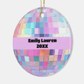 Aangepaste Sparkly Roze & Regenboog Disco Ball Ker Keramisch Ornament (Links)