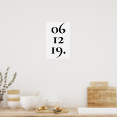 Aangepaste speciale datum zwart-wit poster (Keuken)