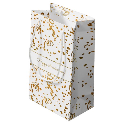 Aangepaste speciale Occasion Gold Confetti Streame Klein Cadeauzakje (Achterkant Gekanteld)