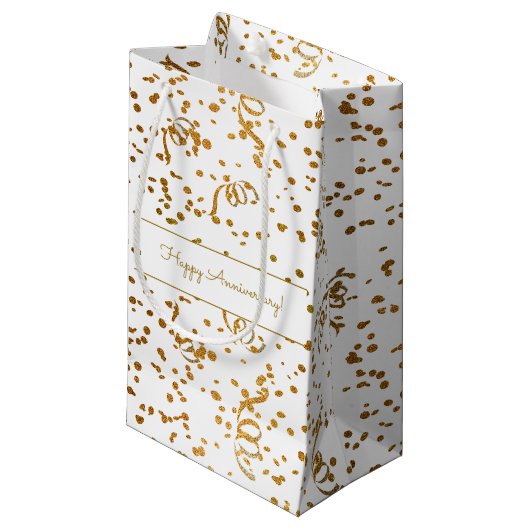 Aangepaste speciale Occasion Gold Confetti Streame Klein Cadeauzakje (Voorkant Gekanteld)