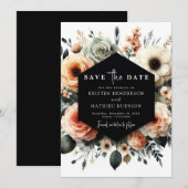 Aangepaste speelse perzik bruiloft save the date (Voorkant / Achterkant)