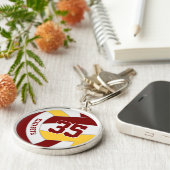 Aangepaste Speler Naam Maroon Gold Volleyball Sleutelhanger (Zijkant)