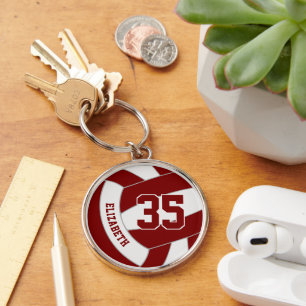 Aangepaste Speler Naam Maroon Volleyball Sleutelhanger