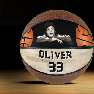 Aangepaste Speler Naam Nummer Veld Houten Vloer Fo Basketbal
