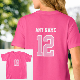 Aangepaste Speler Nummer Naam Jersey Sport Roze Wi T-shirt