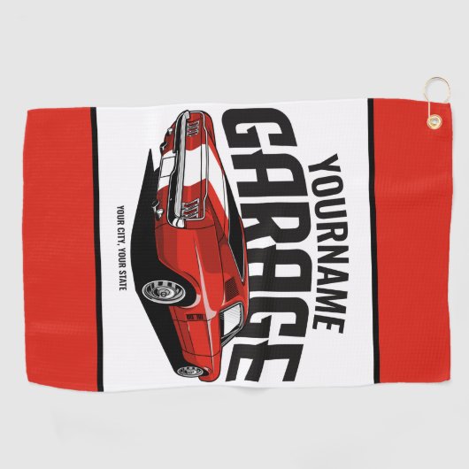 Aangepaste spierkraan 1967 Roodspoeling Golfhanddoek (Horizontaal)