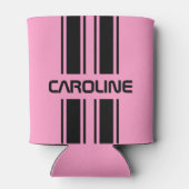 Aangepaste spoelroze zwarte racesport Stripe Blikjeskoeler (Achterkant)