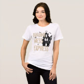 Aangepaste spookachtige "Haunt Mess Express" Hallo Tri-Blend Shirt (Voorkant volledig)
