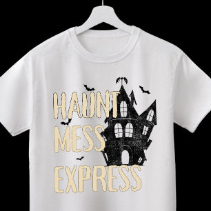 Aangepaste spookachtige "Haunt Mess Express" Hallo Tri-Blend Shirt
