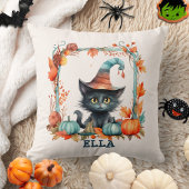 Aangepaste Spooky Black Cat Witch Pumpkin Hallowee Kussen