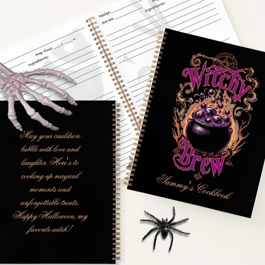 Aangepaste Spooky Halloween Black Cauldron Witch B Notitieboek