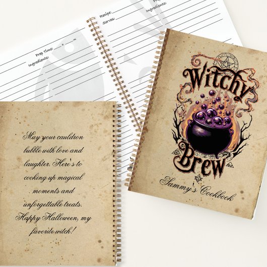 Aangepaste Spooky Halloween Black  Script Witch Notitieboek