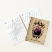 Aangepaste Spooky Halloween Black  Script Witch Notitieboek (Binnen)