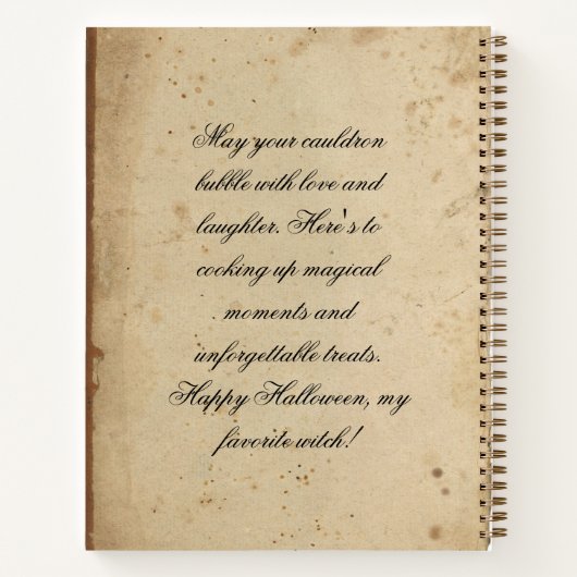 Aangepaste Spooky Halloween Black  Script Witch Notitieboek (Achterkant)