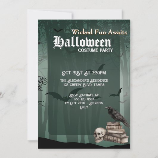 Aangepaste Spooky Halloween Kostuum Party Uitnodig Kaart (Voorkant)