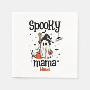 Aangepaste Spooky Mama Halloween - Ghost, Cat, Pum Servet