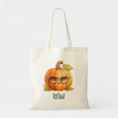 Aangepaste Spooky Pompoen Schattigee Waterverf Hal Tote Bag (Voorkant)