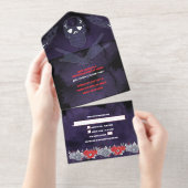Aangepaste Spooky Skeleton Halloween Party All In One Uitnodiging (Uittrekbaar)