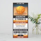 Aangepaste sport basketbal ticket verjaardag kaart (Staand voorkant)
